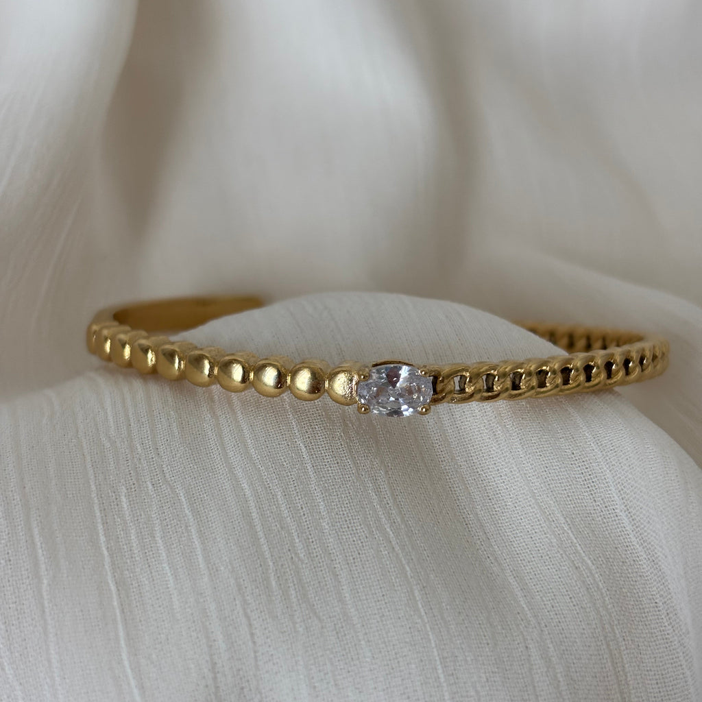 Bracelet Jonc Doré Cristal