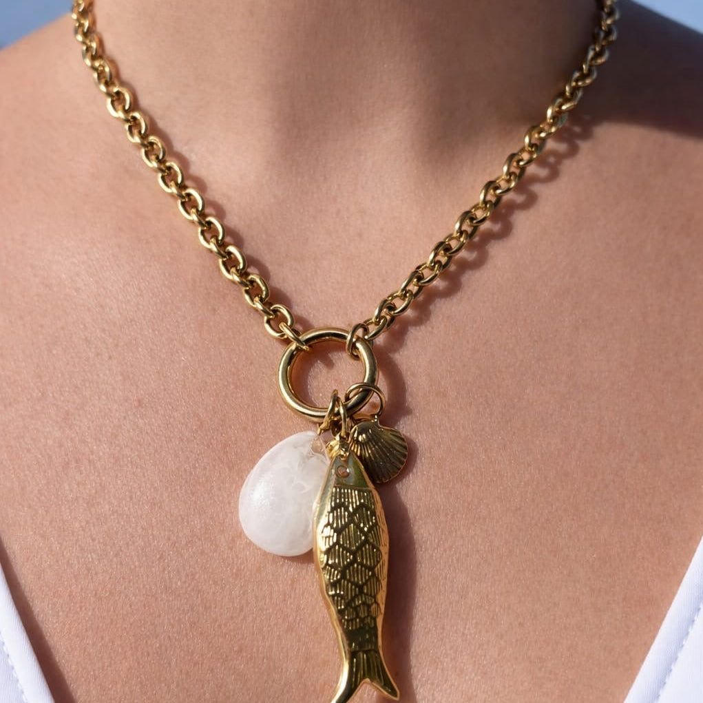 Gold Tropical Fish Necklace / Collier