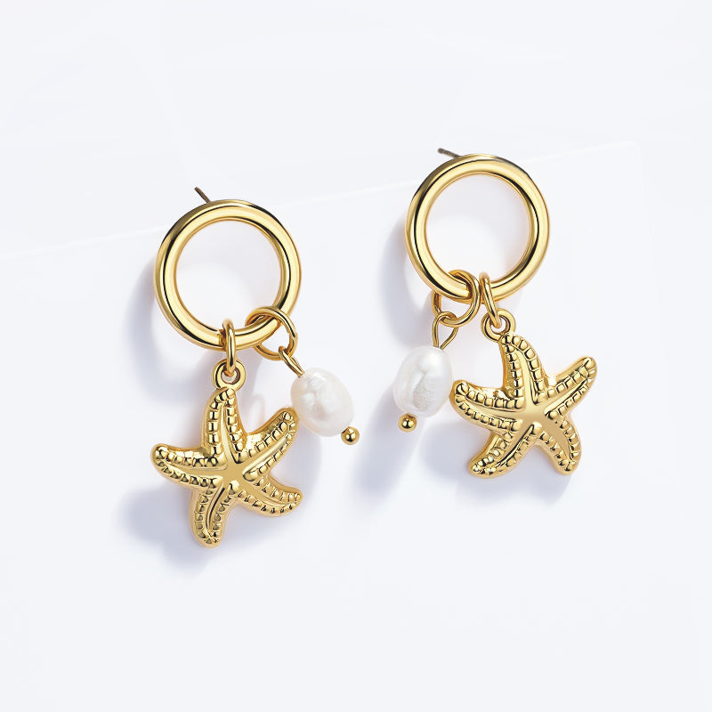 Gold Starfish Earrings / Boucles d'oreilles
