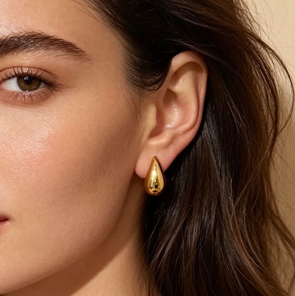 Dangling Gold Pearl Earrings
