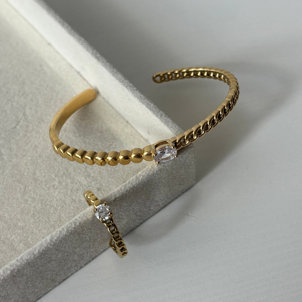 Bracelet Jonc Doré Cristal