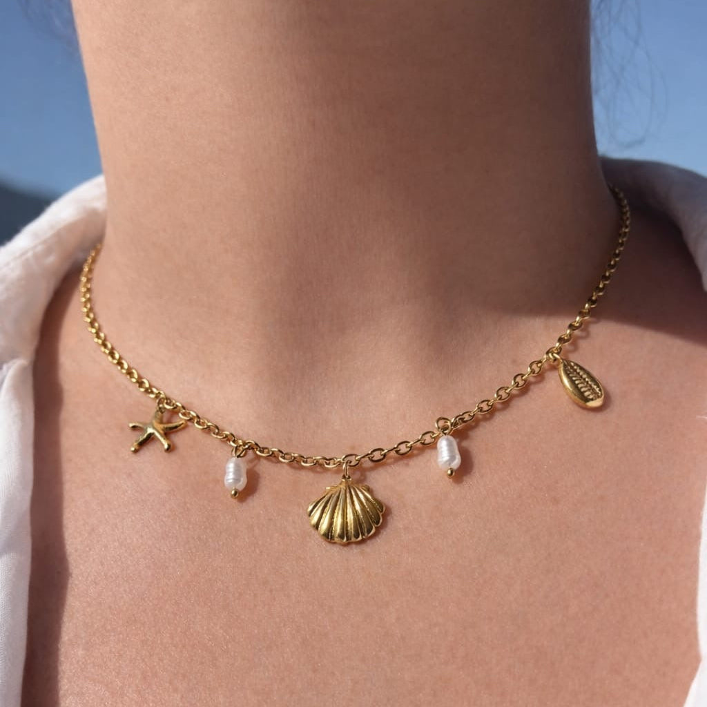 Gold Seashell Necklace / Collier