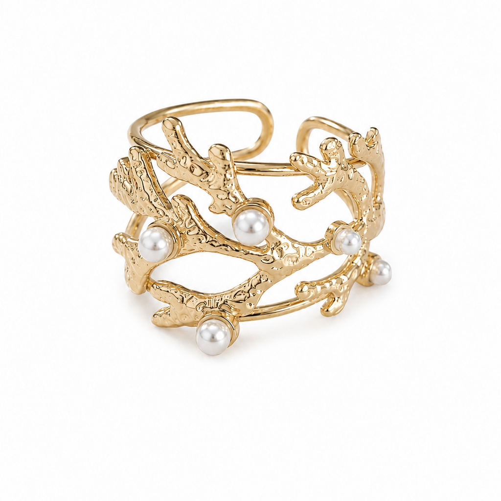 Ocean Coral Pearl Ring / Bague