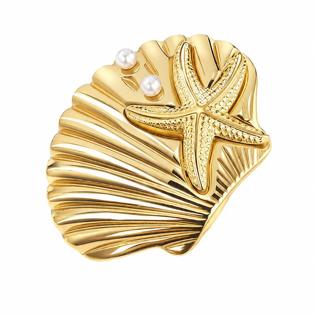 Seashell with Pearls Ring / Bague