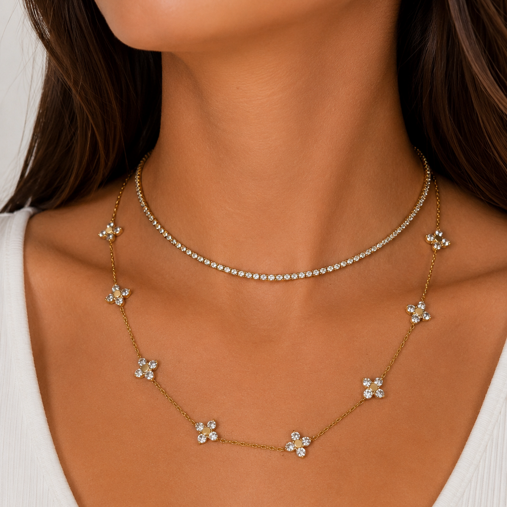 Floral Paris Shiny Necklace / Collier