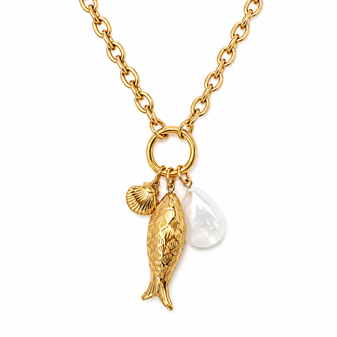 Gold Tropical Fish Necklace / Collier