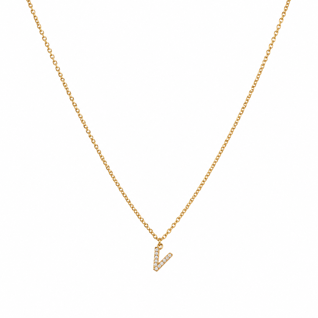 V Initial Necklace / Collier