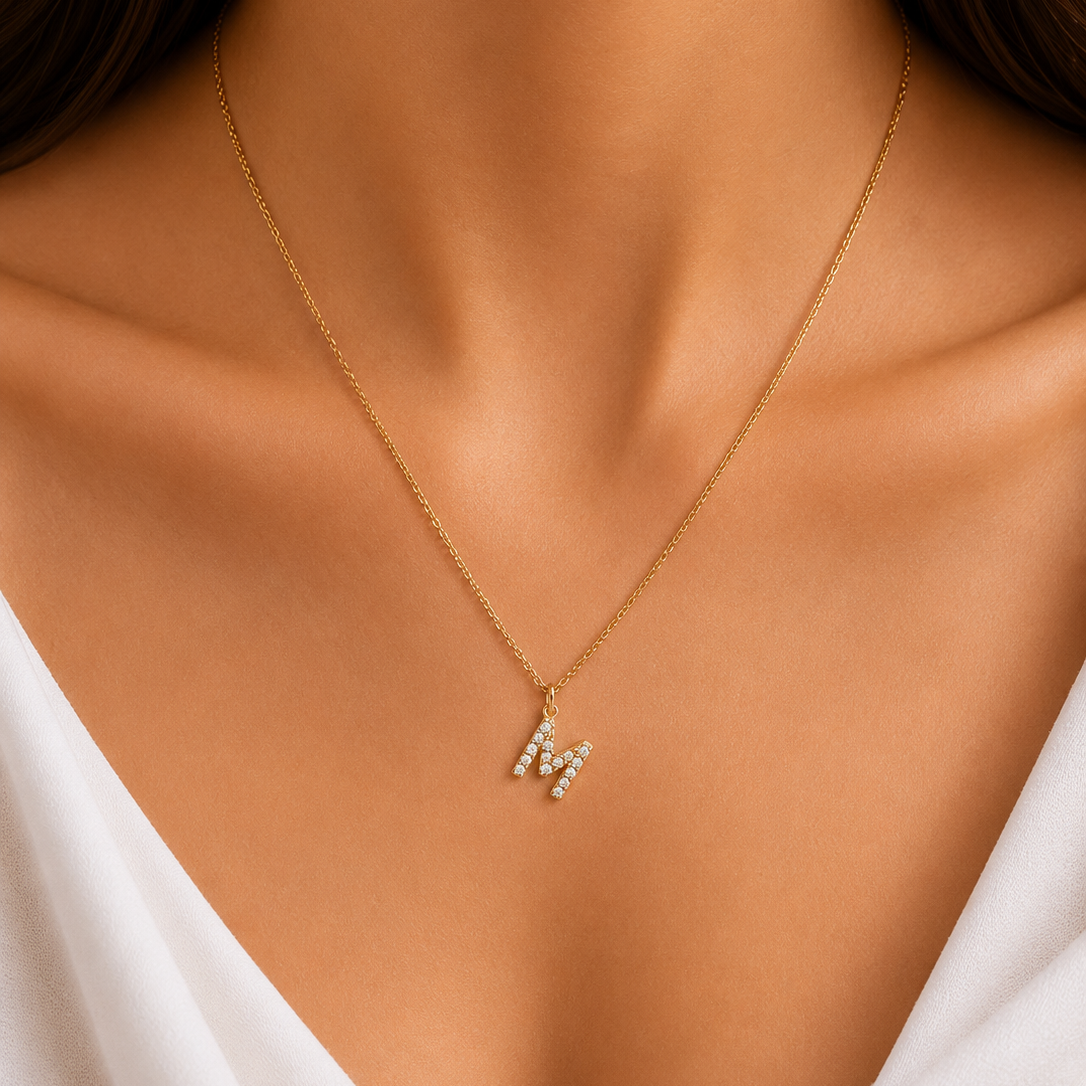 M Initial Necklace / Collier