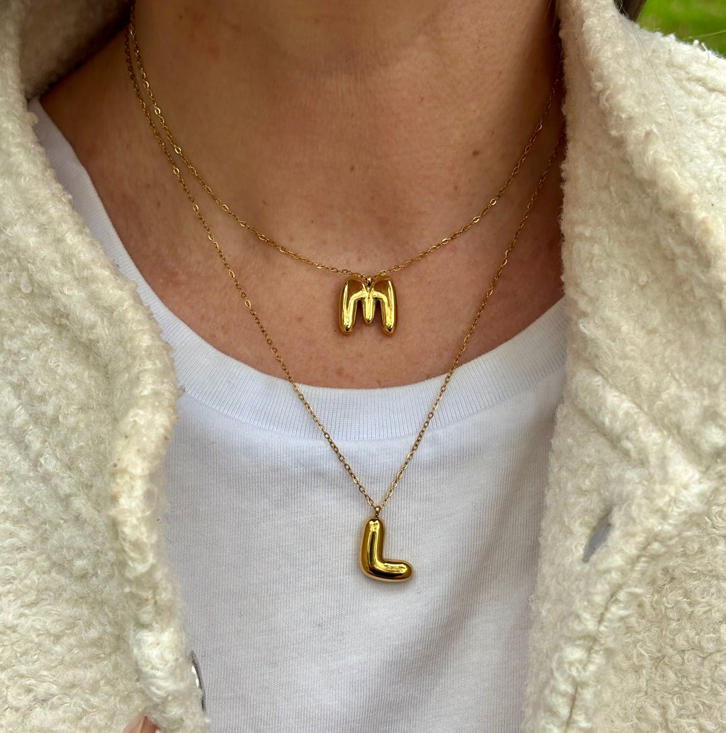 Domed Initial Necklaces - L