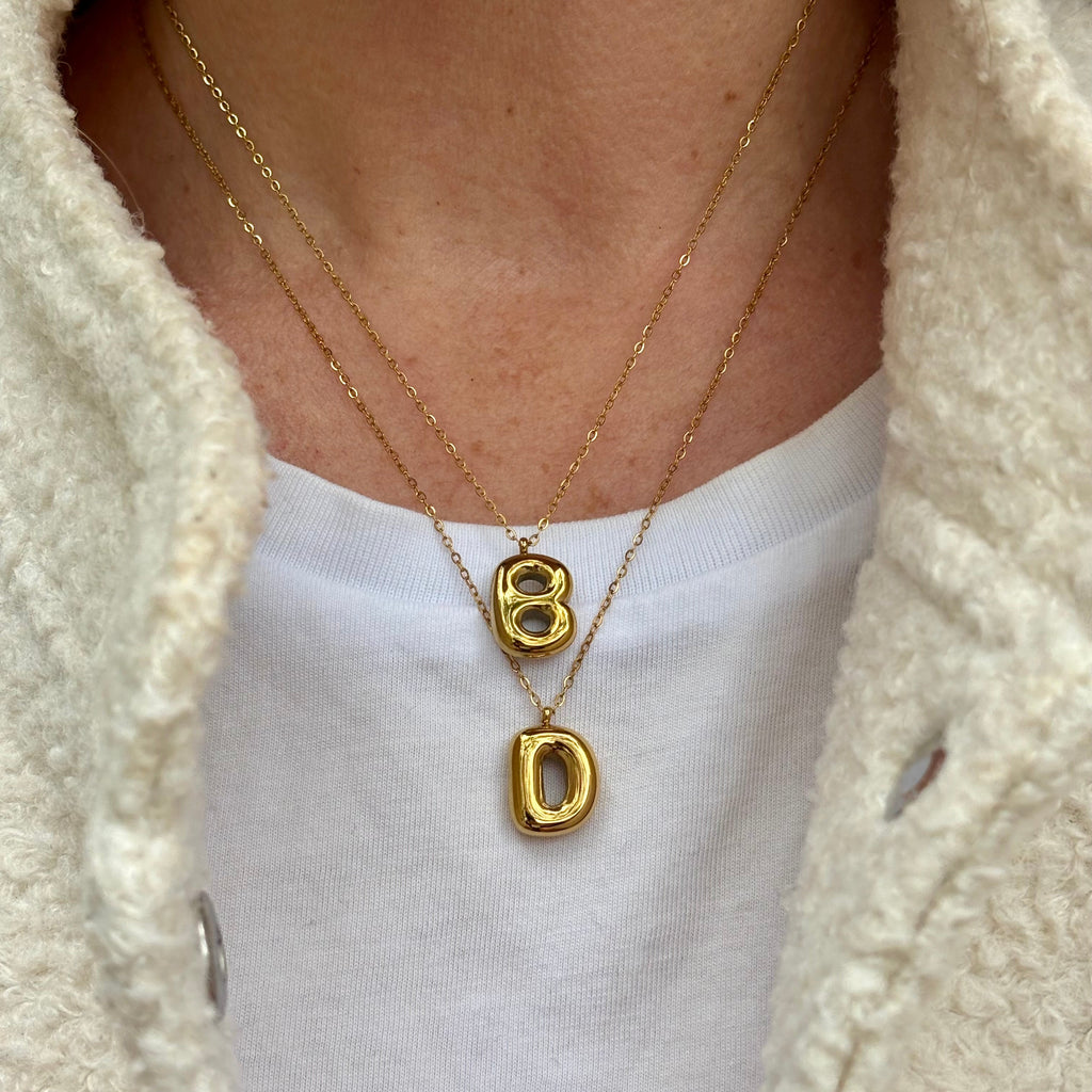 CONCAVE INITIAL NECKLACES - B
