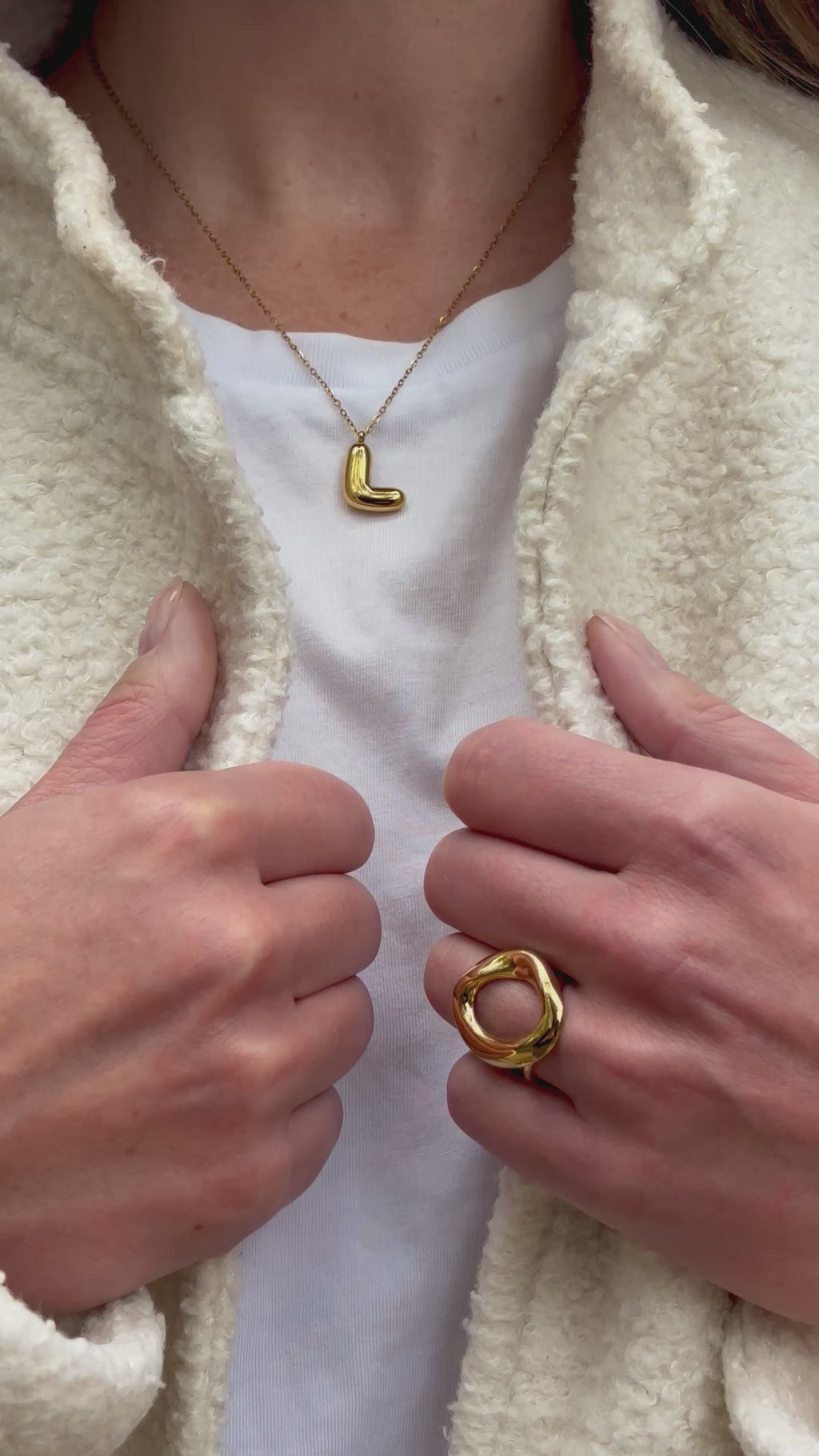 Domed Initial Necklaces - L