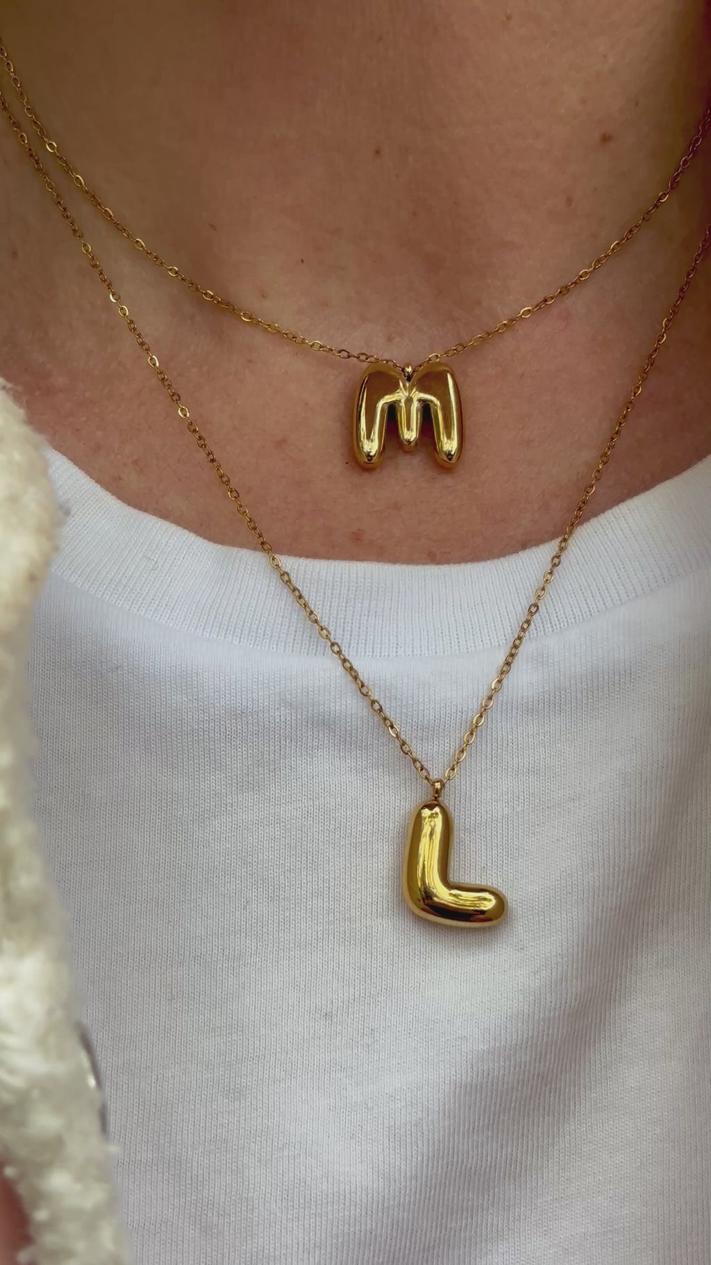 Domed Initial Necklaces - L