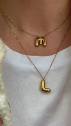 Domed Initial Necklaces - L