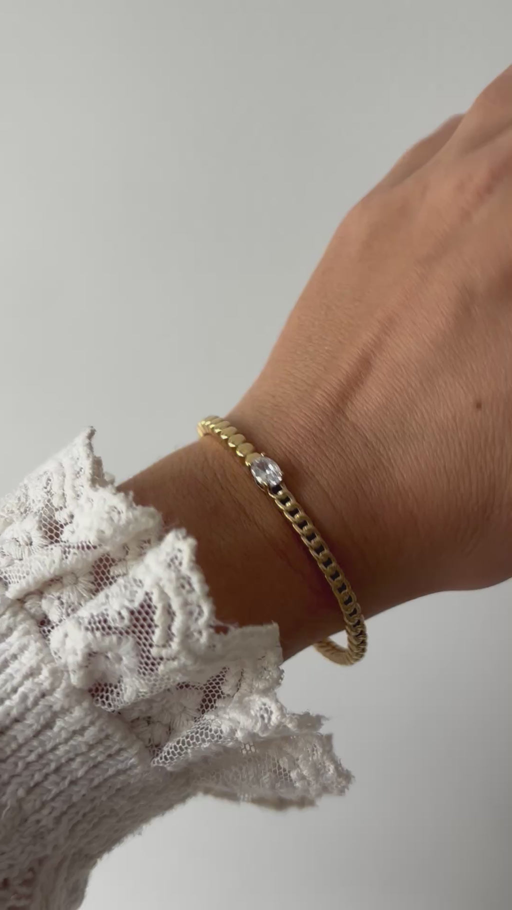 Bracelet Jonc Doré Cristal